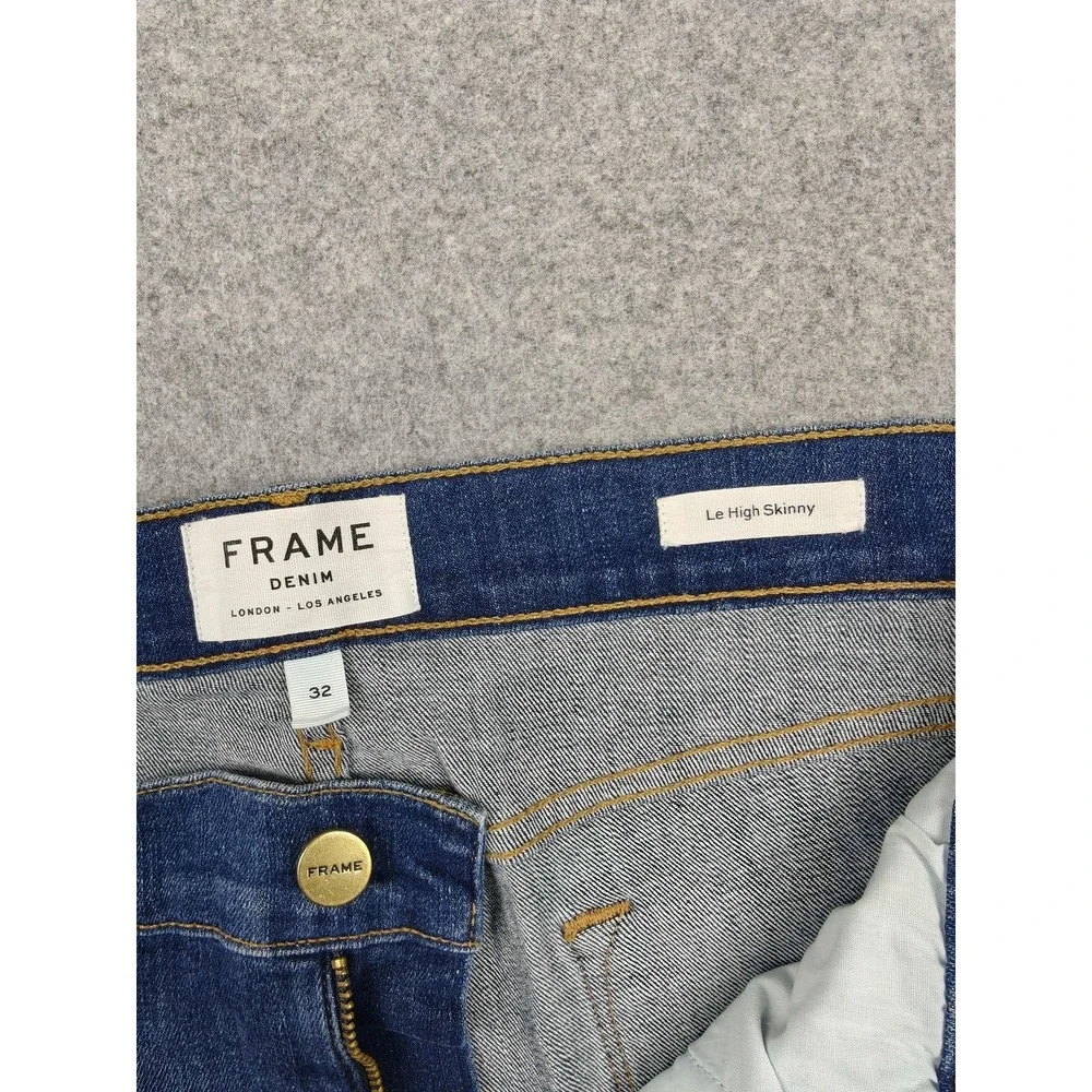 Frame Le High Skinny Jeans Womens 32 Blue High‎ Rise Distressed Stretch 32x28.5